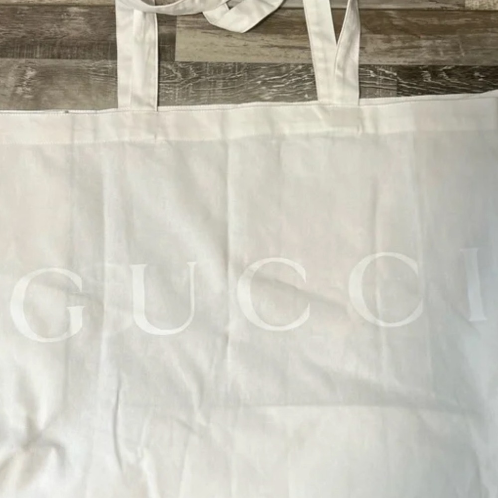 Authentic Gucci White Canvas Tote Bag